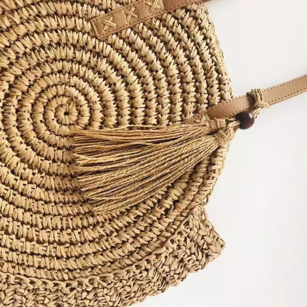 PEARL CITY WOVEN ROUND STRAW BAG - Picture 2 of 4